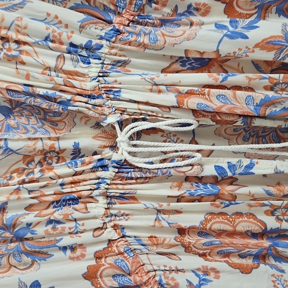 Ces Femme Floral Maxi Dress - Coral,Cream and Blue¹ - Picture 2 of 6